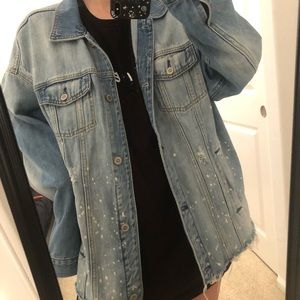 🦋Holister oversized shoulders down denim jacket